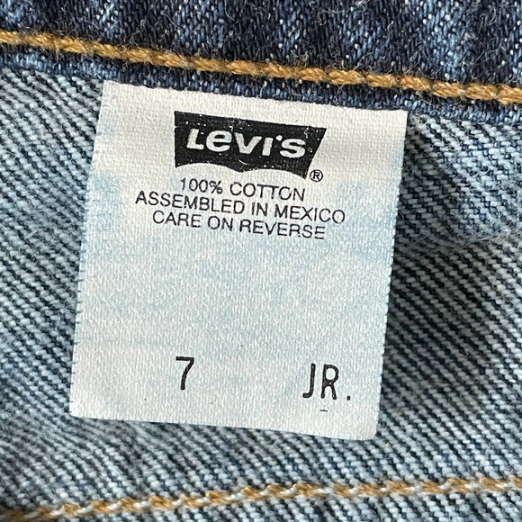 LEVI'S Vintage 1999 Denim Shorts SZ 7 Juniors / 27 High Waist Frayed Jean Shorts - Picture 6 of 8